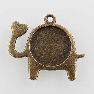 Lovely Elephant with Love Alloy Pendant Cabochon Settings PALLOY-N0088-54AB-NF-1