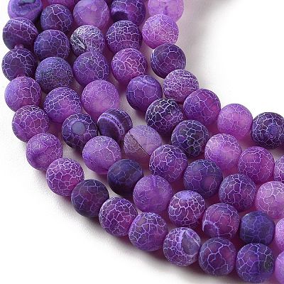 Frosted Natural Weathered Agate Beads Strands G-F374-8mm-01-1