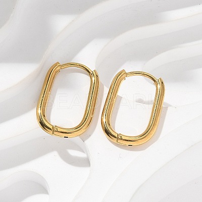 Ion Plating(IP) 304 Stainless Steel Oval Hoop Earrings X-EJEW-M218-02A-G-1