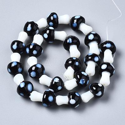 Mushroom Handmade Lampwork Beads Strands X-LAMP-R116-11-1