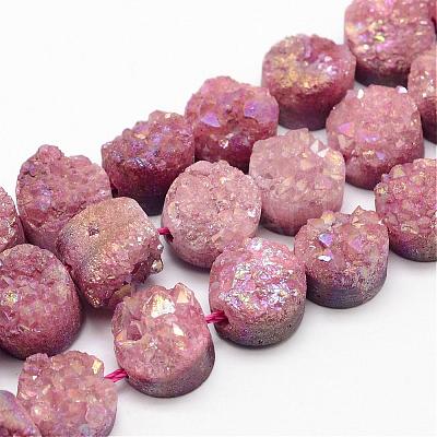 Electroplated Natural Druzy Quartz Crystal Bead Strands G-G889-01-1