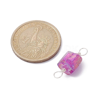 Electroplated Natural Quartz Connector Charms PALLOY-JF02323-02-1