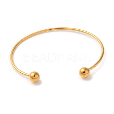 Ion Plating(IP) 304 Stainless Steel Open Cuff Torque Bangles for Women BJEW-Z071-01G-1