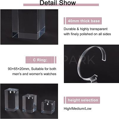Transparent Plastic Wrist Watch Display Holder ODIS-OC0001-40-1