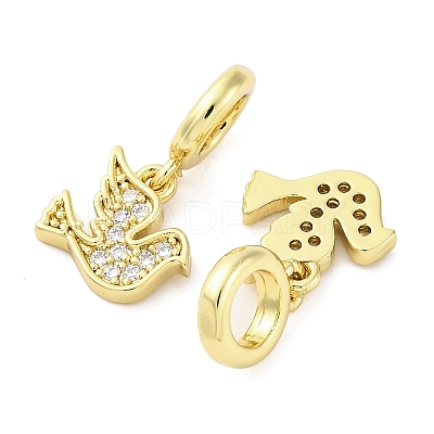 Brass Micro Pave Cubic Zirconia European Dangle Charms KK-D325-10G-1