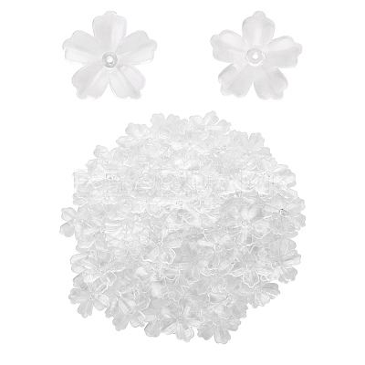 Flower Acrylic Beads TACR-YW0001-17-1