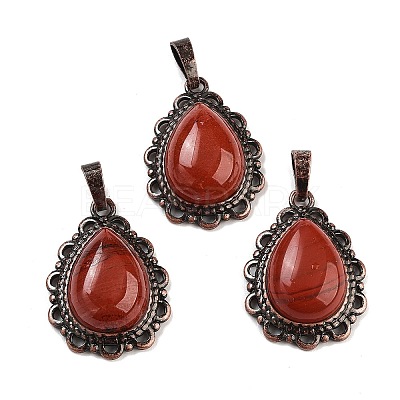 Natural Mixed Stone Teardrop Pendants G-K363-01R-1