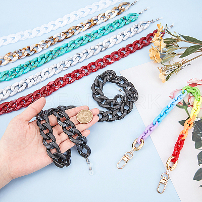 7Pcs 7 Colors Acrylic Chain Purse Bag Handle & Eyeglasses Chains AJEW-PH0001-57-1