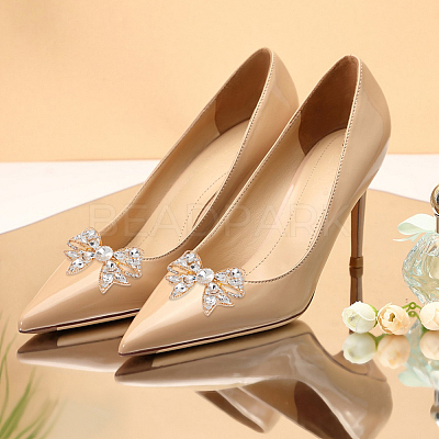 4Pcs 2 Colors Bowknot Alloy Rhinestone Shoe Decoration FIND-GO0002-34-1