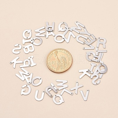 Tarnish Resistant 201 Stainless Steel Letter Charms STAS-S036-M-1
