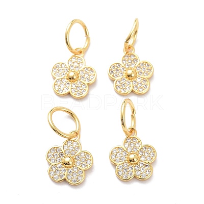 Brass Micro Pave Clear Cubic Zirconia Charms ZIRC-L091-075G-1