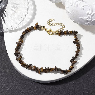 Natural Tiger Eye Anklets AJEW-AN00592-03-1