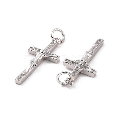 Rack Plating Brass Micro Pave Cubic Zirconia Pendants KK-C008-37P-1