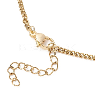 Electroplate Glass Faceted Rondelle Beaded Alloy Pendant 304 Stainless Steel Curb Chain Necklaces for Women NJEW-JN05764-02-1