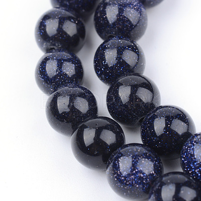 Synthetic Blue Goldstone Beads Strands G-Q462-10mm-28-1