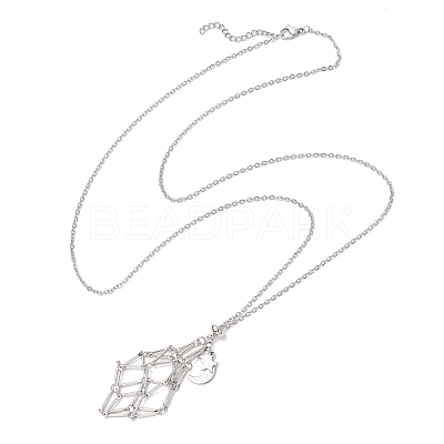 304 Stainless Steel Empty Macrame Pouch Star Moon Pendant Cable Chain Necklace Making NJEW-JN05281-03-1