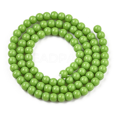 Opaque Solid Color Glass Beads Strands GLAA-T032-P10mm-06-1