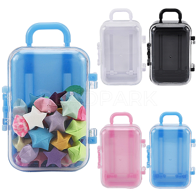 4Pcs 4 Colors Trolley Bag Shaped Plastic Candy Storage Boxes AJEW-SP0002-61-1