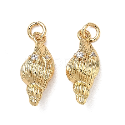 High Polished Ocean Brass Micro Pave Clear Cubic Zirconia Pendants CU-CBAF3CF-02J-01-1