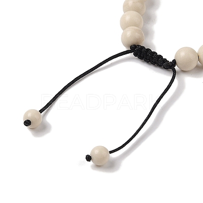 8mm Round Natural Fossil Braided Bead Bracelets BJEW-C067-01B-26-1