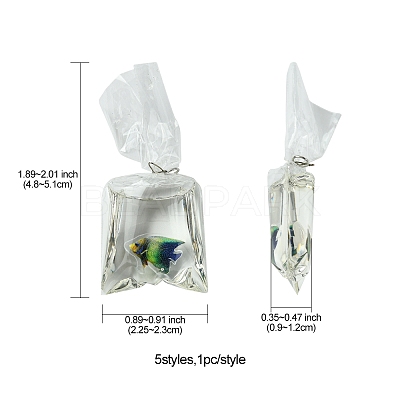 5Pcs 5 Colors Resin Pendants with Iron Jump Ring RESI-FS0001-70-1