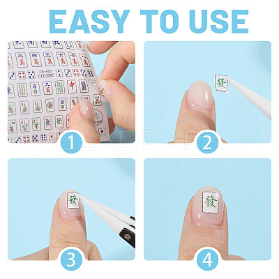 6 Sheets 6 Styles Mahjong Pattern Plastic Nail Art Stickers MRMJ-CA0001-59-1