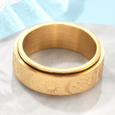 Star & Moon & Sun 304 Stainless Steel Rotatable Finger Ring PW-WG61315-09-1