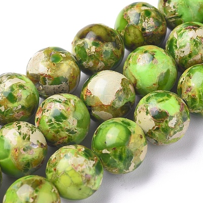 Assembled Synthetic Turquoise and Imperial Jasper Beads Strands G-D0006-C02-8mm-03-1