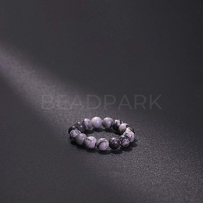 Natural Banded Agate Stretchy Finger Rings FS-WG01730-32-1