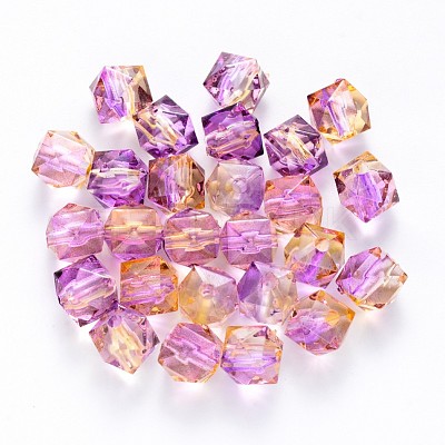 Two Tone Transparent Spray Painted Acrylic Beads ACRP-T005-26I-1