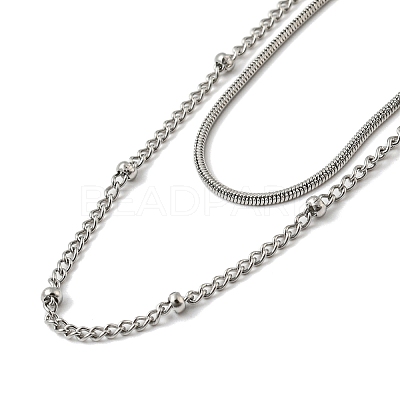 Non-Tarnish 304 Stainless Steel Double-Layer Necklace LS-NJEW-Q321-01P-1
