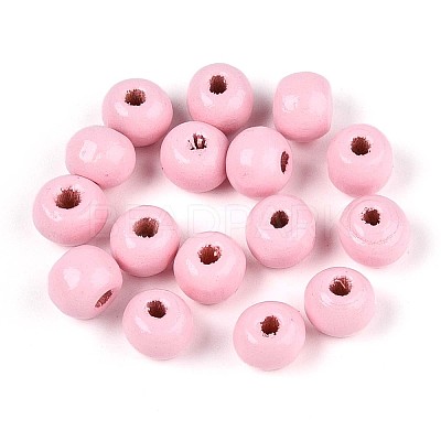 Spray Painted Round Natural Schima Wood Beads WOOD-A018-6mm-31-1