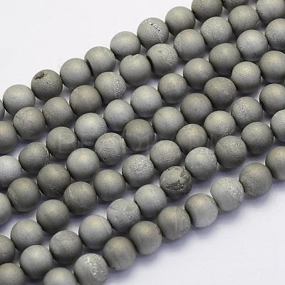 Electroplate Natural Druzy Agate Beads Strands G-G708-10mm-04-1