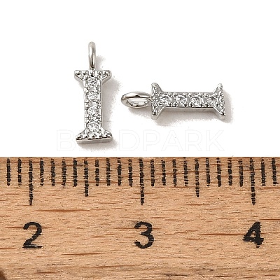 Initial Letter Brass Micro Pave Cubic Zirconia Pendants ZIRC-F008-I-1