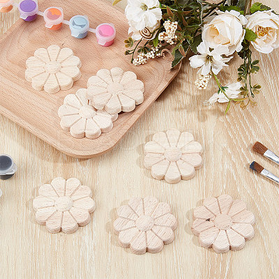 10Pcs Carved Wooden Display Decorations AJEW-GF0013-54-1