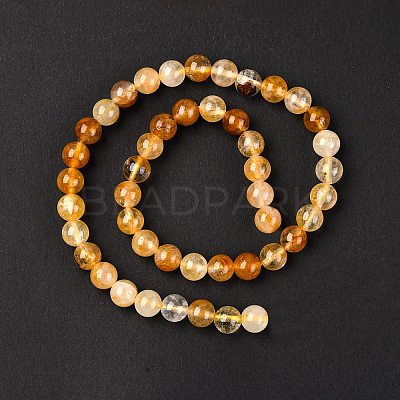 Natural Yellow Hematoid Quartz Round Beads Strands G-F266-09-8mm-1
