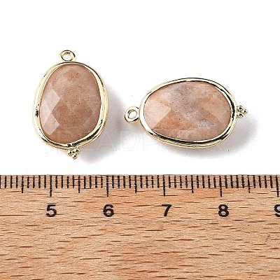 Natural Sunstone Faceted Oval Connector Charms G-H323-02G-11-1