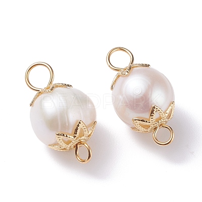 Natural Cultured Freshwater Pearl Beads Links Connectors PALLOY-JF01260-1