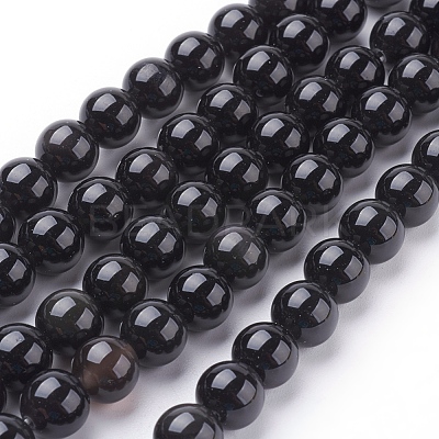 Natural Obsidian Beads Strands G-G099-8mm-24-1