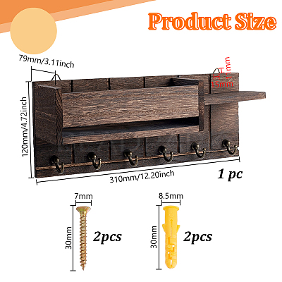 Wood & Alloy & Iron & Plasticc Wall-mounted Keychian Holder AJEW-WH0596-620-1