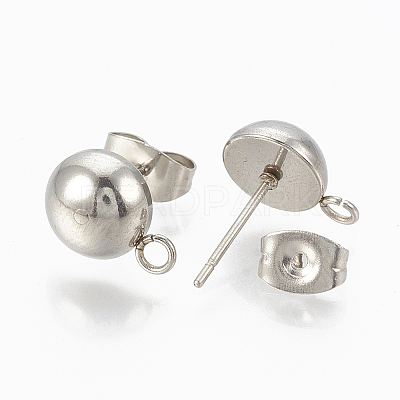 Non-Tarnish 201 Stainless Steel Stud Earring Findings X-STAS-Q225-16A-6mm-1