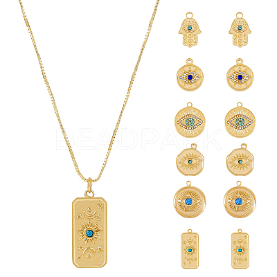 12Pcs 6 Style Eye Theme 304 Stainless Steel Pendants STAS-DC0012-68-1