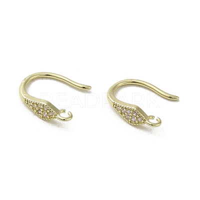 Brass Micro Pave Cubic Zirconia Earring Hooks KK-C048-14J-G-1