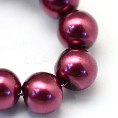 Baking Paint Pearlized Glass Pearl Round Bead Strands HY-Q003-10mm-72-1