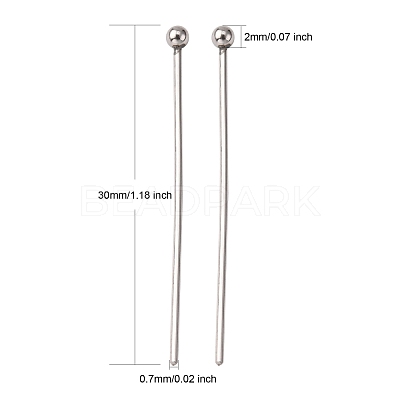 Tarnish Resistant 304 Stainless Steel Ball Head Pins STAS-K146-045-30x0.7mm-1