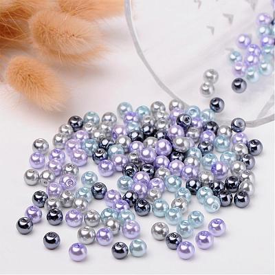 Silver-Grey Mix Pearlized Glass Pearl Beads HY-X006-6mm-13-1
