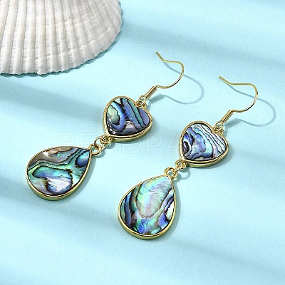 Brass Natural Abalone Shell Dangle Earrings EJEW-F388-01D-G-1