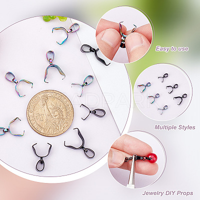 48Pcs 6 Style 304 Stainless Steel Ice Pick Pinch Bails FIND-PH0009-76-1