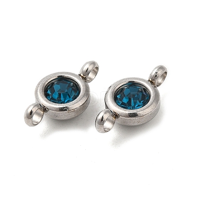 304 Stainless Steel Single Rhinestone Connector Charms STAS-E194-13P-02-1