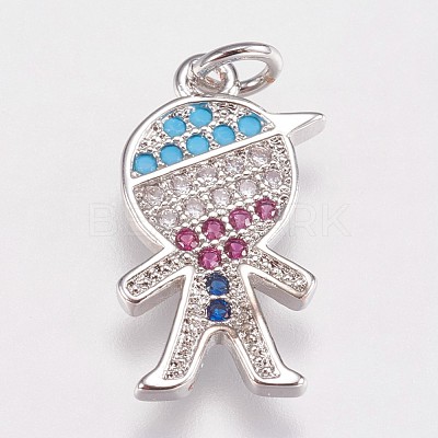 Brass Micro Pave Cubic Zirconia Pendants KK-I614-061P-1